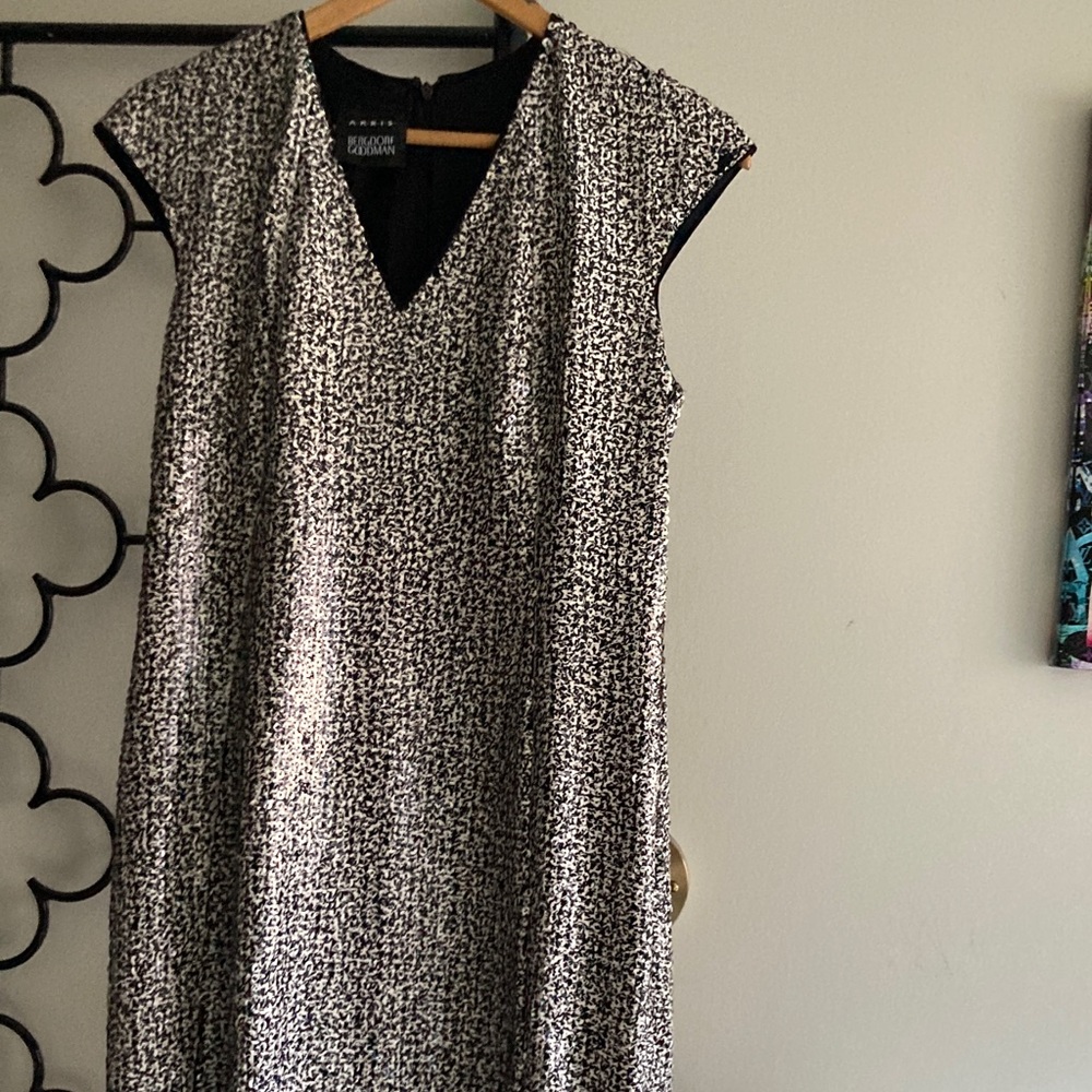Akris Black and White Sequin Midi Dress